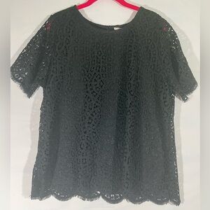 PHILOSOPHY CROCHET BLACK LACE TOP OVERLAY LINED WOMEN LG NEW WITH TAGS